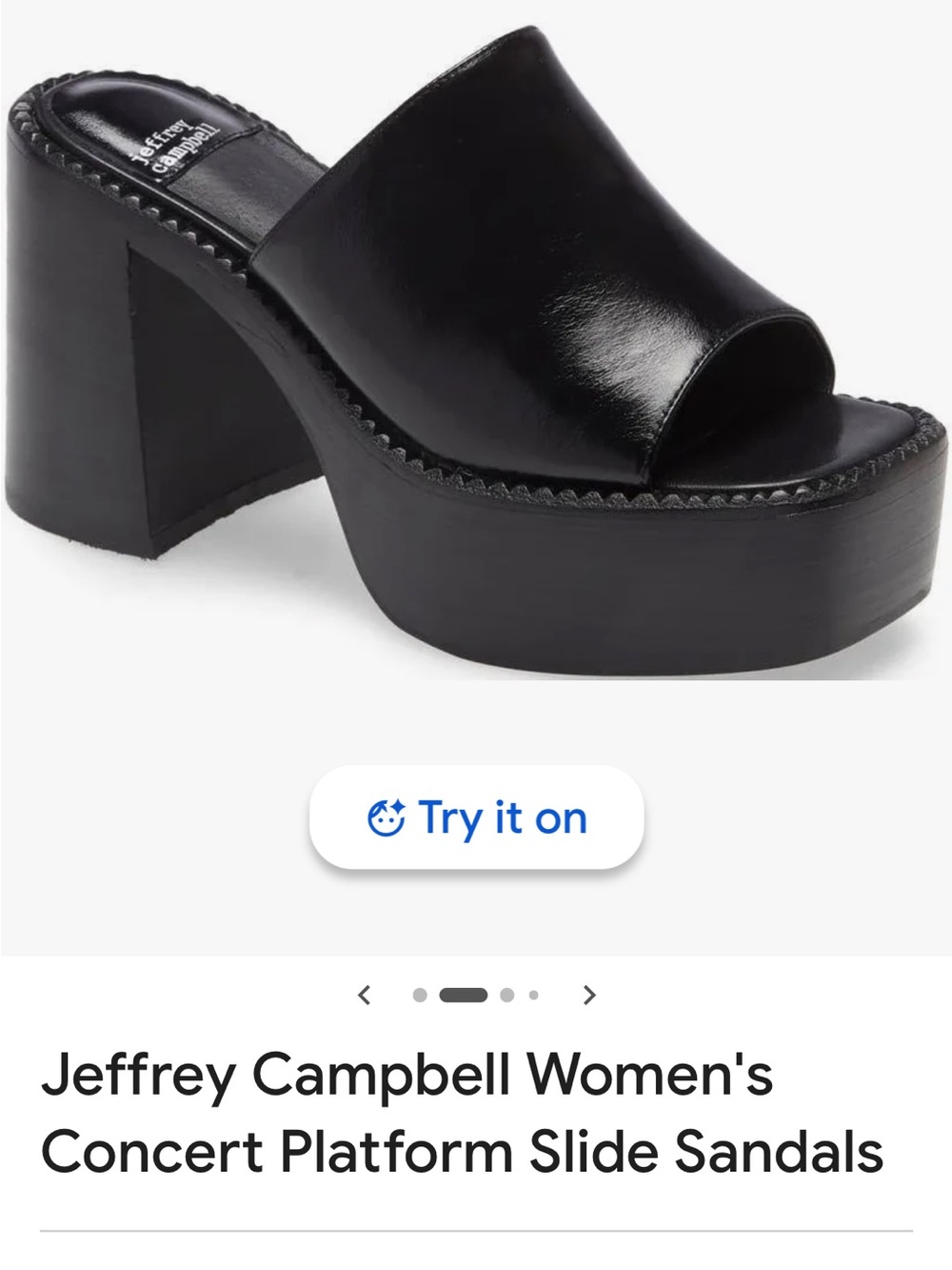 Jeffrey Campbell Black Leather concert Platform Open-Toe Mules - Picture 5 of 6